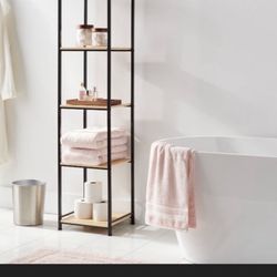 Tall Bath Wood Storage Towel Black Metal 