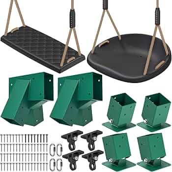 Swing Set Hardware Kit w/ A-Frame Brackets, Hangers & Seats, Heavy Duty Playground Set