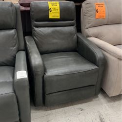 Aldryn Leather Power Gray Recliner 