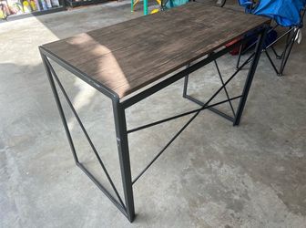 Collapsible desk- metal frame and laminate top