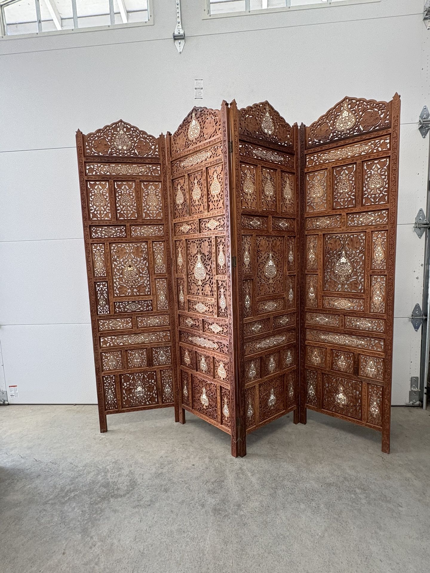 Mid Century Japanese 4 panel folding room divider 1940's