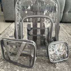 Clear Backpack With 2 Additional Smaller Bags