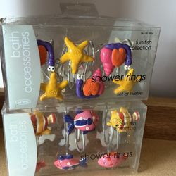 Two Sets of 12 Fun Fish Shower Rings
