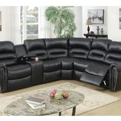 Black Motion Sectional Sofa (Free Delivery)
