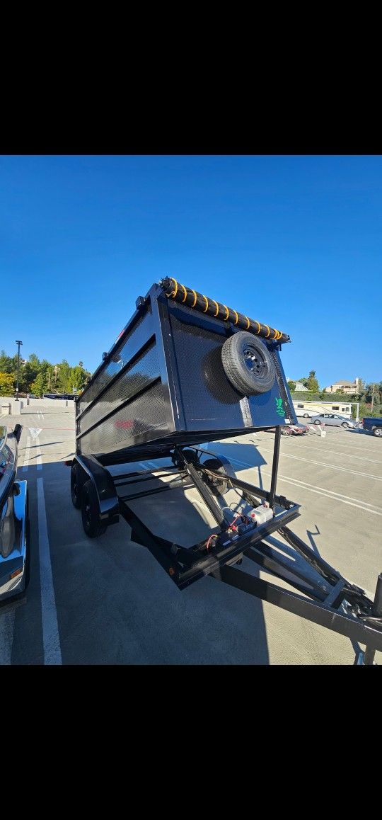 NEW DUMP TRAILERS 8X12X4 ROLLING TARP AND SPARE TIRE 2025 YEAR ELECTRIC BRAKES LIGHTS REMOTE CONTROL TITLE IN HAND READY FOR WORKπππππ