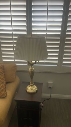 Brass Table Lamp with Pleated Shade