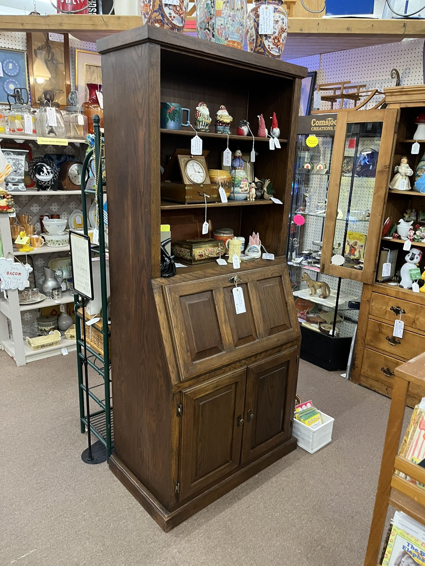 Heavy Oak Secretary Desk
