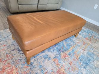 Large leather ottoman