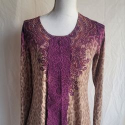 One World- 2 Piece Top Set  Boho Tunic Top And Jacket Size SM.