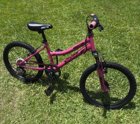 Selling a pink 20-inch bicycle.