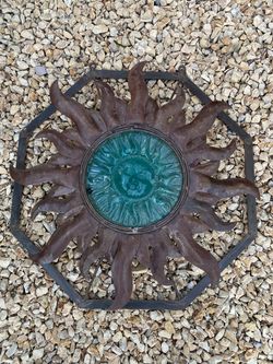 Metal and Glass Sun Wall Decor