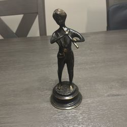 Vintage Boy with Flute Bronze Statue