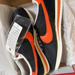 Nike Cortez TXT 'Black Safety Orange' Sneakers