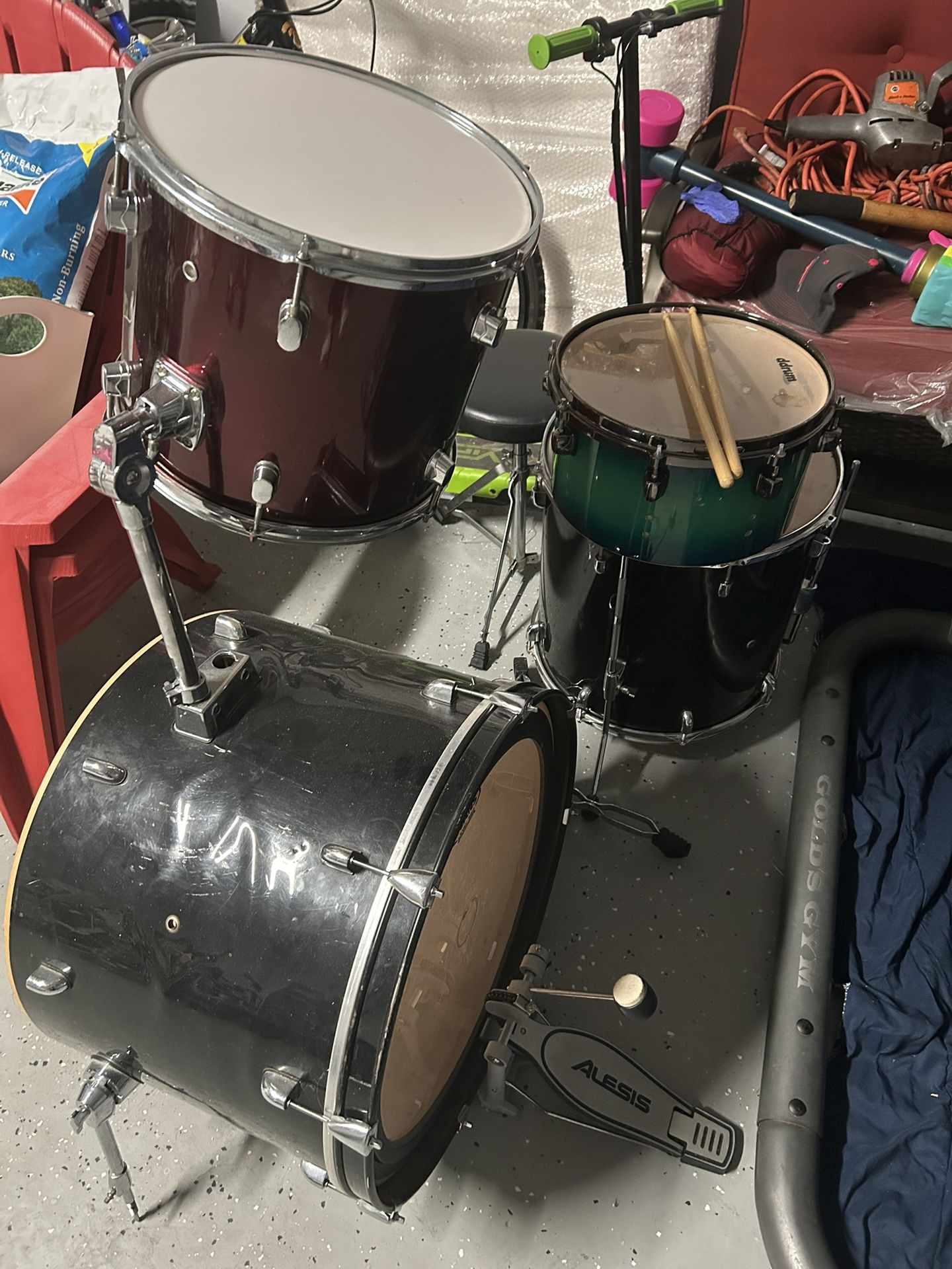 Drum Set With Stool And Drum Sticks 