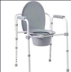 Folding Bedside Commode Chair with Bucket