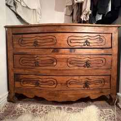 Antique Solid Wood Hand Carved Dresser