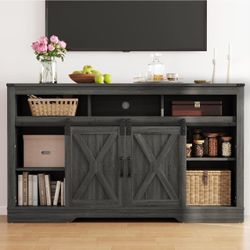 Farmhouse TV Stand, 34'' Tall Entertainment Center for 65+ Inch TV