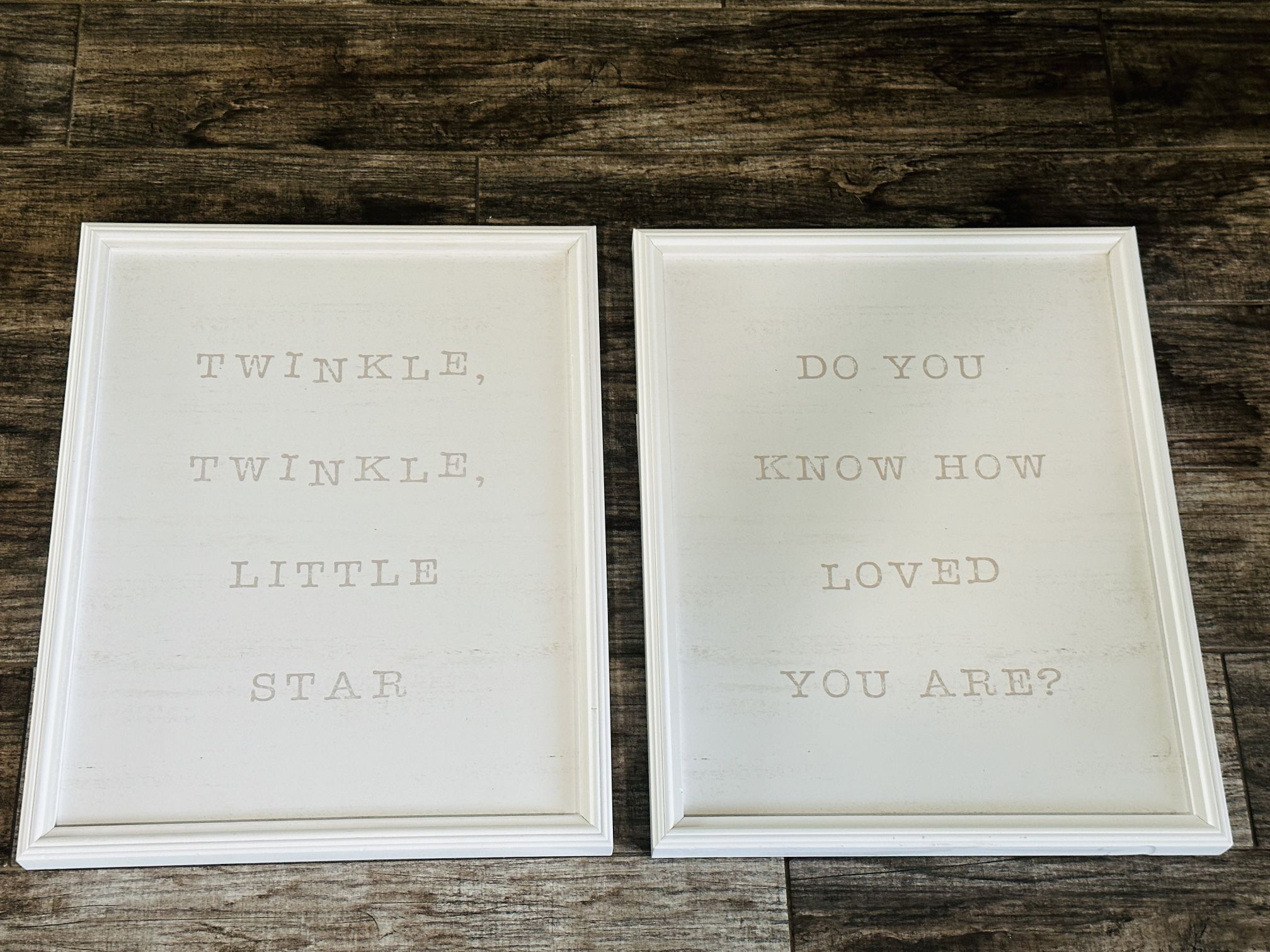 Hobby Lobby twinkle twinkle little star do you know how loved you are white nursery wall art
