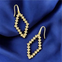 Kendra Scott “Kinsley” Open Frame Earrings With White CZ