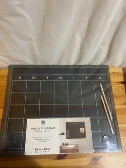 U Brands 16" x 20" Magnetic Monthly Calendar Chalkboard with Rustic Wood Frame, Blackboard Surface, Wall Mountable, Monthly Planner Board, Magnetic Ca