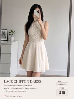 Cream lace sleeveless dress