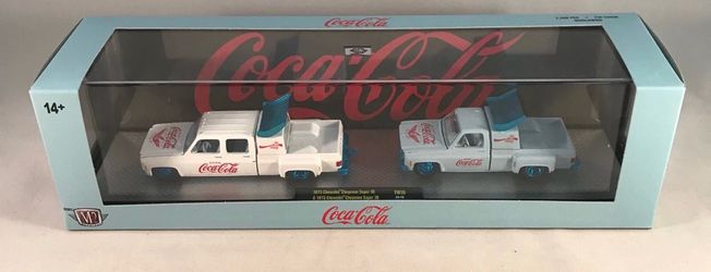 M2 Coke 1973 Chevrolet Cheyenne Super 30 Hauler Set Coca Cola Blue CHASE 🔥🔥