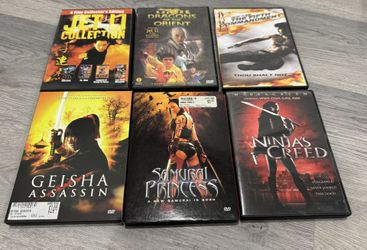 DVD martial arts movie lot. Includes Jet Li Collection, Ninja, Samurai and more.
