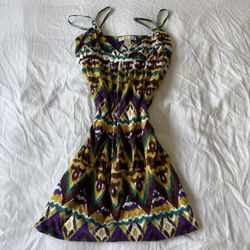 Twentyone XS Boho Tribal Print Sleeveless Top – Multicolor Ikat Festival Blouse (Made in US)