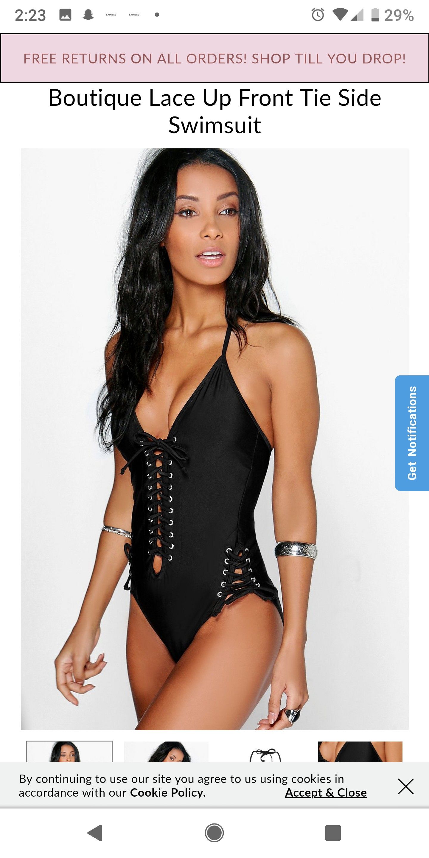 Boohoo black swimsuit size 8