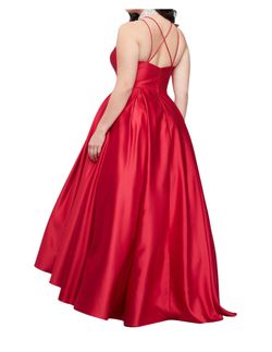 STUNNING RED SATIN FORMAL BALL GOWN – BLONDIE NITES BY STACY SKLAR – PLUS SIZE 23 ❤️