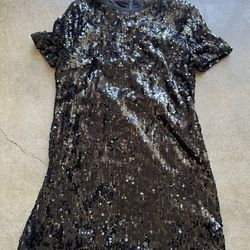 Black Sequined mini Dress Size Large 