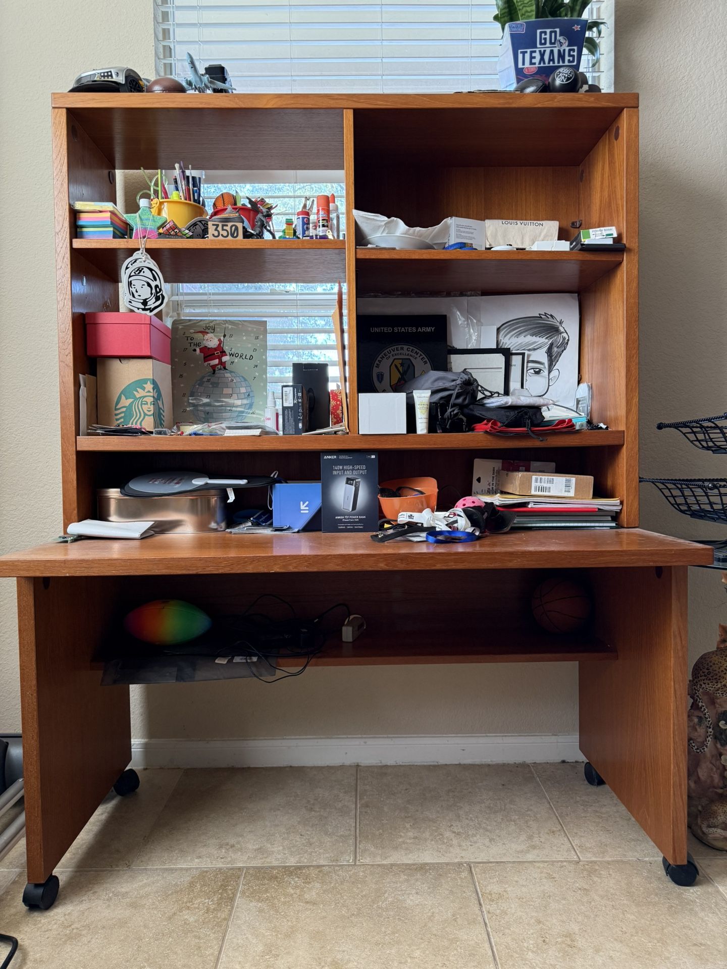 Wood Study Desk With Wheels
