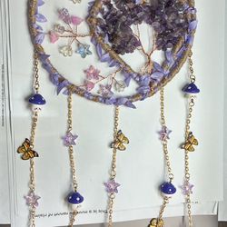 Amethyst Heart In Moon Dream Catcher