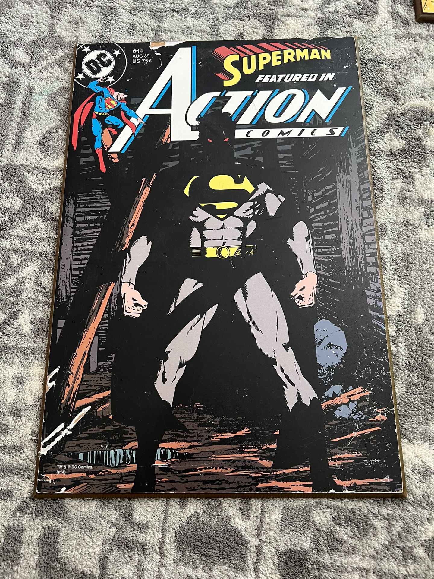 Superman Featured In Action Comics Hardwood Poster