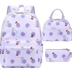 Brand New! 3Pcs Bunny Backpack Sets with Lunch Box and Pencil Case
