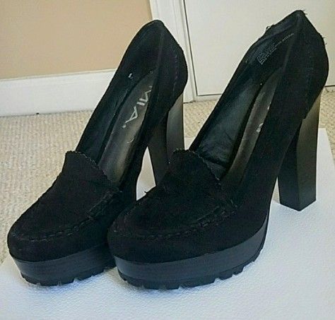 MIA Black Suede Platform Heels