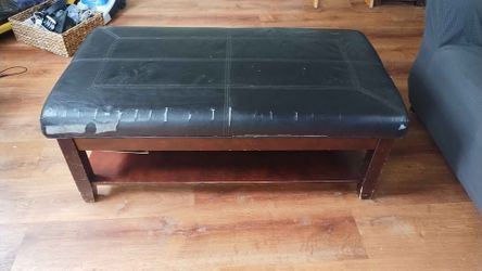 Black Faux Leather Lift-Top Ottoman Coffee Table