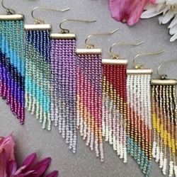 $14 a Pair! Handmade Fringe Beaded Earrings - Multi-Colored
