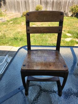 Old Childs Wood and Metal School Chair