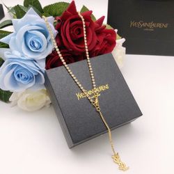 Saint Laurent Fringe Letter Necklace