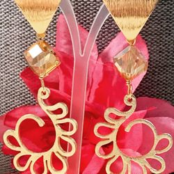 Gold Plated Crystal Bead Earrings 