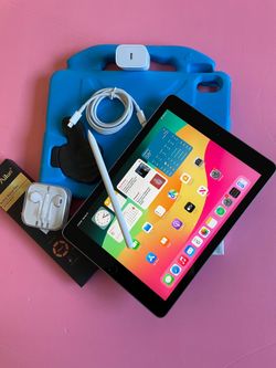 Apple IPad 6th Generation (9.7” Retina / Touch ID) 32GB with kids protective case, Pen & Accessories (128GB $160)
