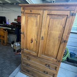 Solid Wood, Pine Armoire Cabinet