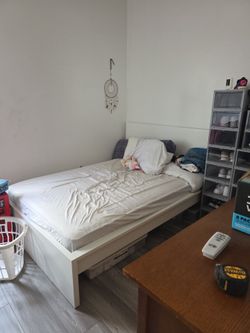 White Bed frame and mattress