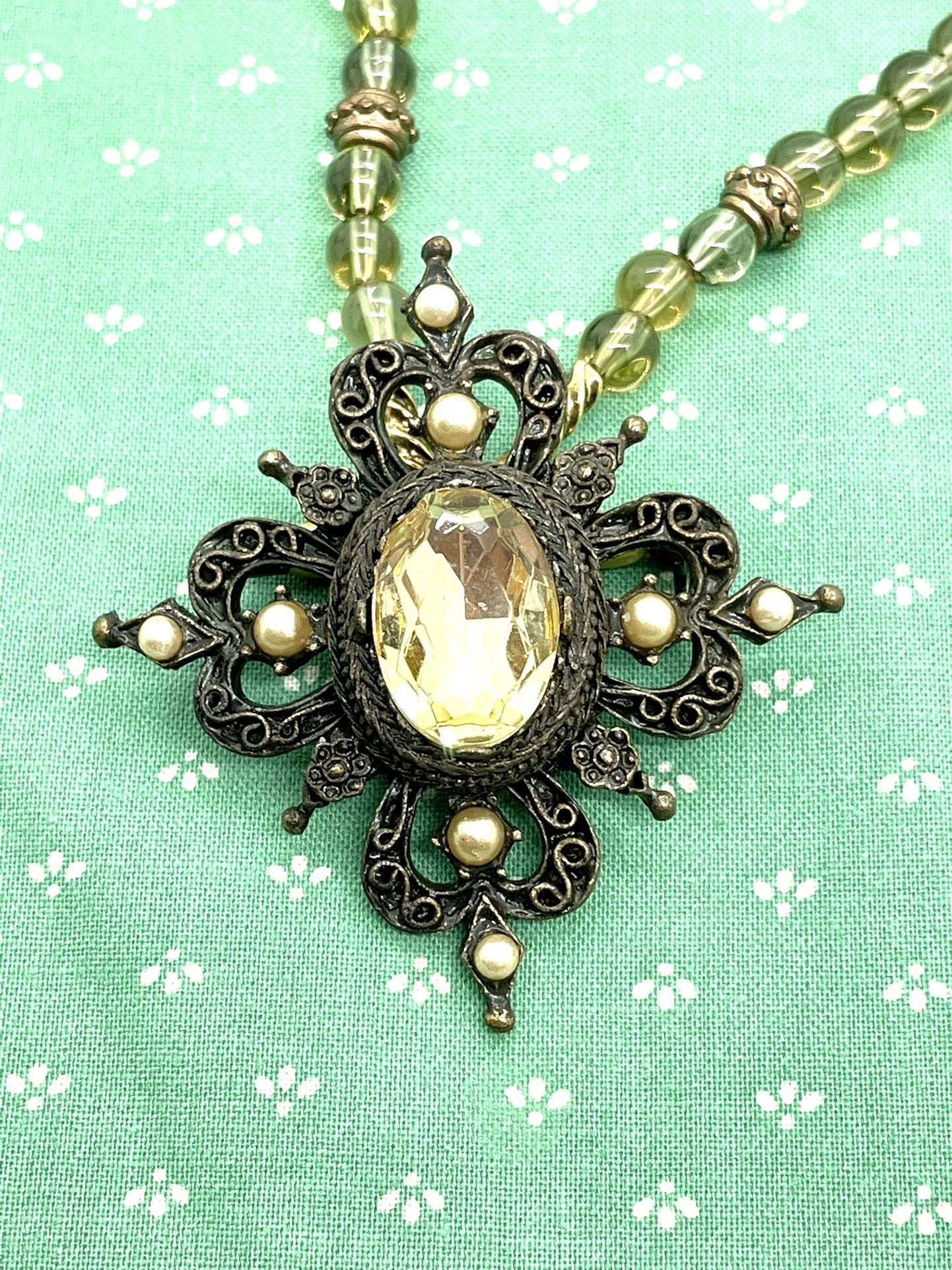 Vintage Handmade Lemon Quartz Necklace 