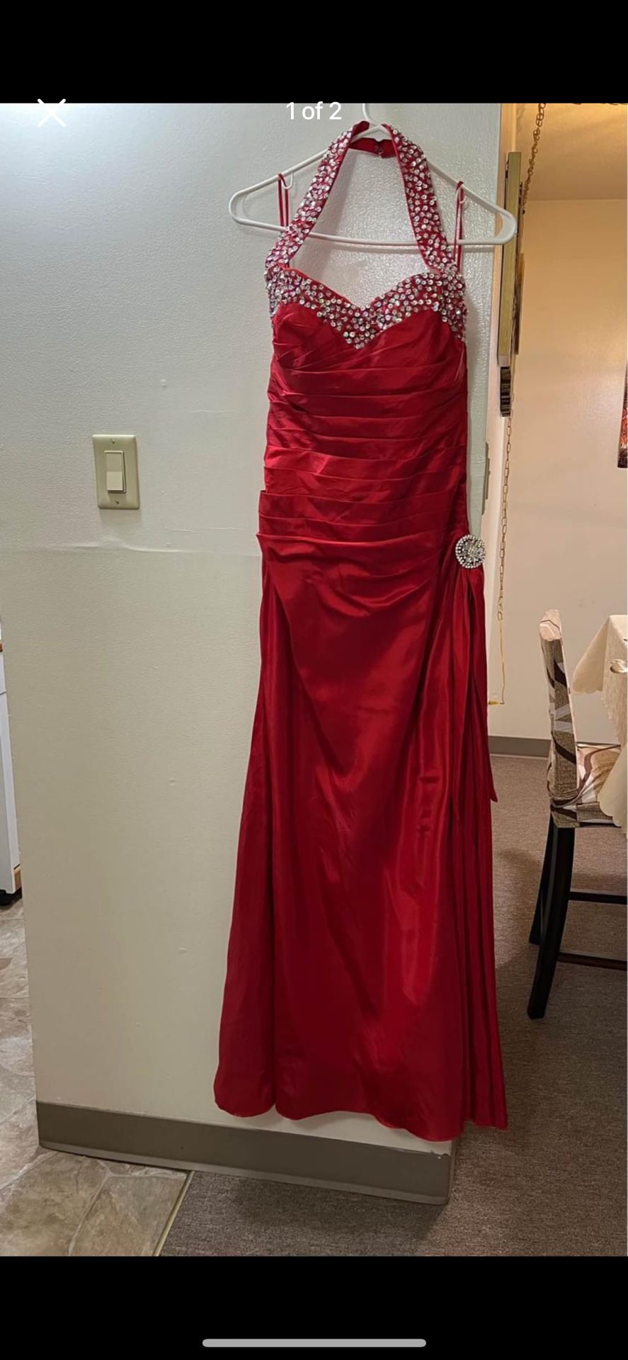 Women’s Beautiful Long Red Dress For A Special Occasion Size 12 New Condition 