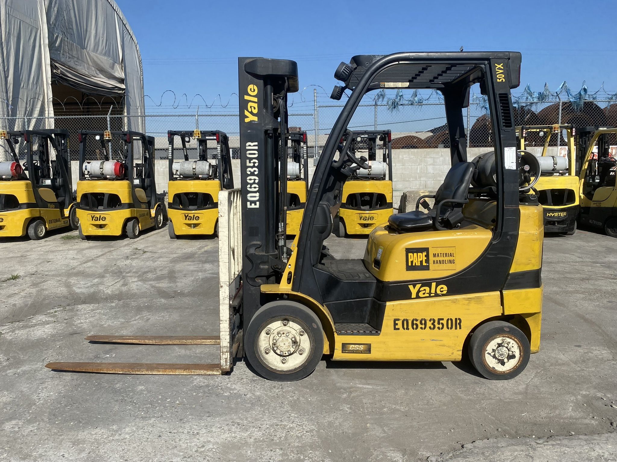 2016 Yale 5000 Lbs Three Stage Side Shift Cushion Tires 5914 hours propane forklifts runs good
