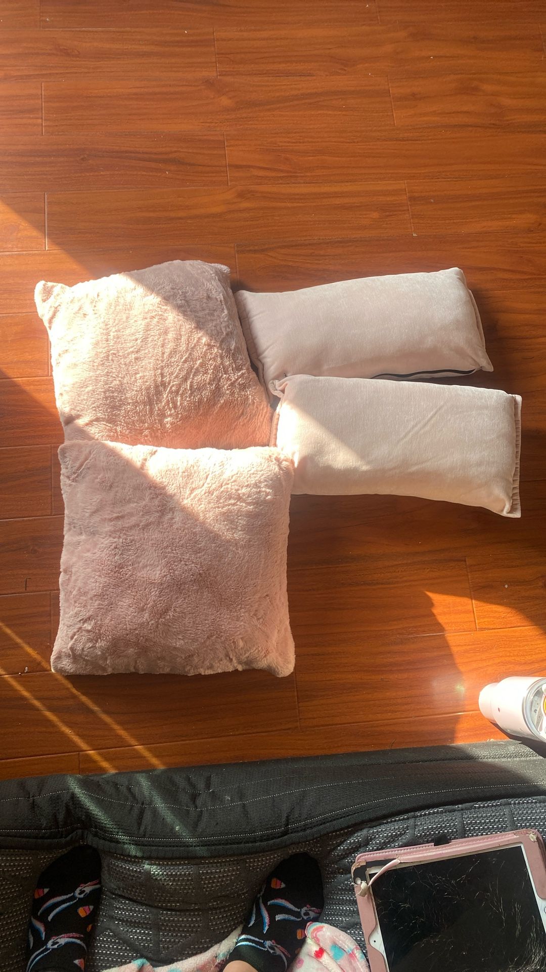 Pink Fluffy couch pillows