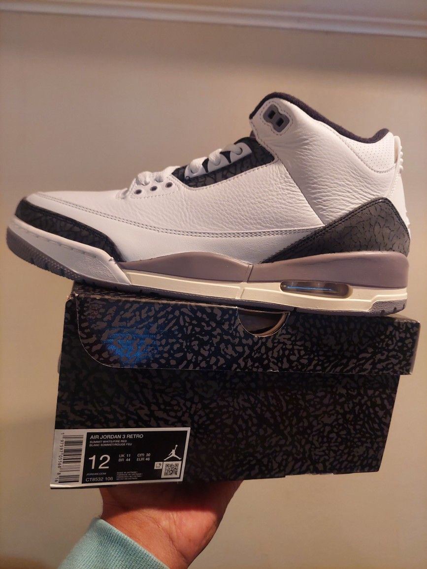 Brand New Air Jordan 3 Retro "Cement Grey" Size 12