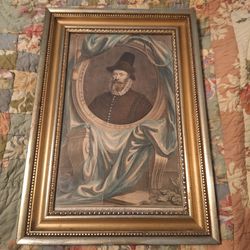 ANTIQUE COLOR ENGRAVING ON PAPER  - FRAMED